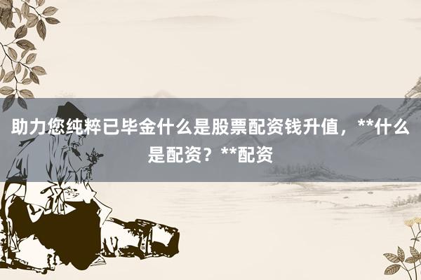 助力您纯粹已毕金什么是股票配资钱升值，**什么是配资？**配资