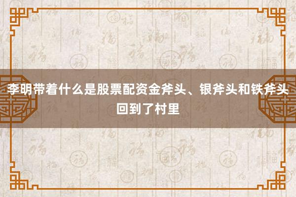 李明带着什么是股票配资金斧头、银斧头和铁斧头回到了村里