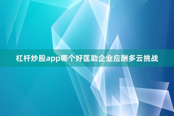 杠杆炒股app哪个好匡助企业应酬多云挑战