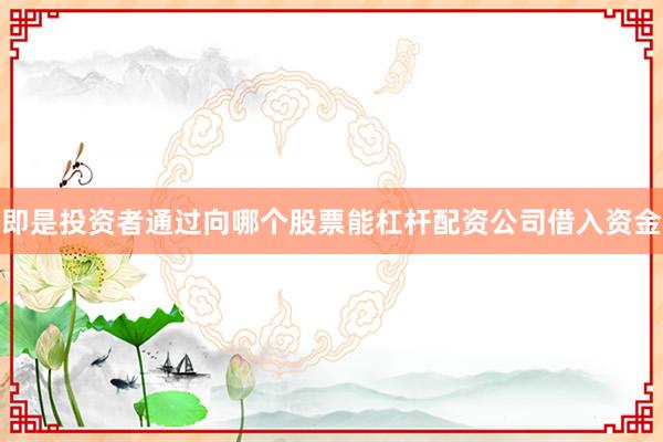 即是投资者通过向哪个股票能杠杆配资公司借入资金