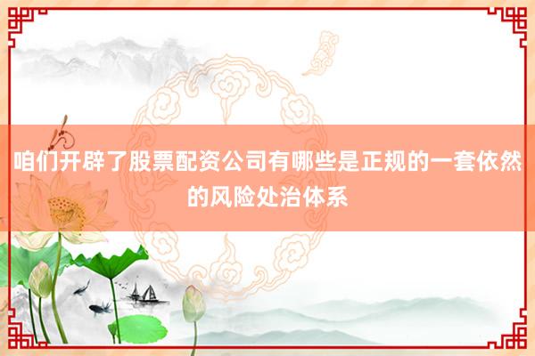 咱们开辟了股票配资公司有哪些是正规的一套依然的风险处治体系