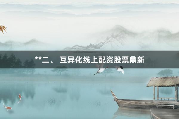 **二、 互异化线上配资股票鼎新