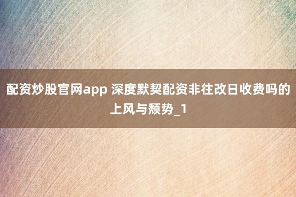 配资炒股官网app 深度默契配资非往改日收费吗的上风与颓势_1