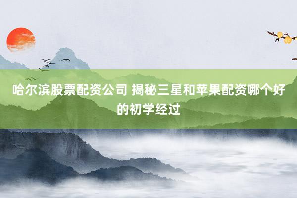 哈尔滨股票配资公司 揭秘三星和苹果配资哪个好的初学经过