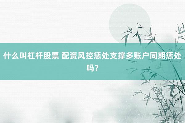 什么叫杠杆股票 配资风控惩处支撑多账户同期惩处吗？
