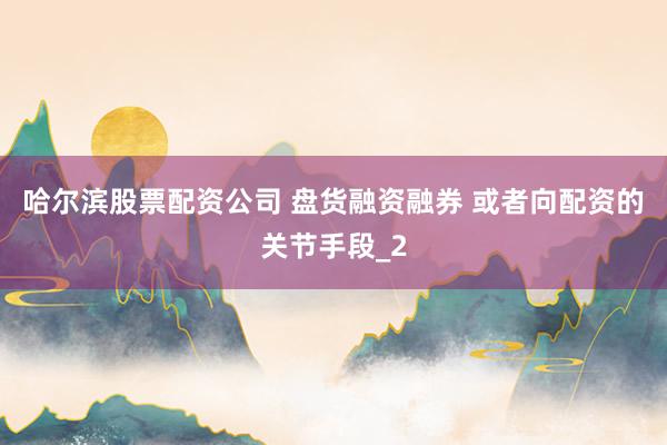 哈尔滨股票配资公司 盘货融资融券 或者向配资的关节手段_2