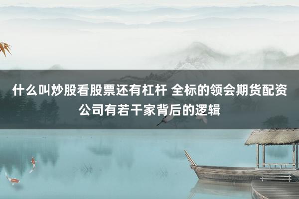 什么叫炒股看股票还有杠杆 全标的领会期货配资公司有若干家背后的逻辑