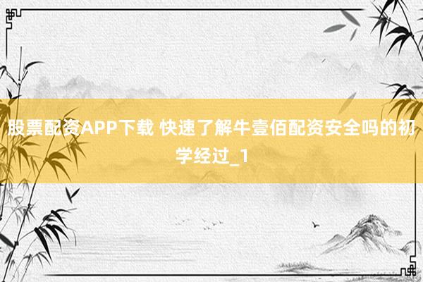 股票配资APP下载 快速了解牛壹佰配资安全吗的初学经过_1