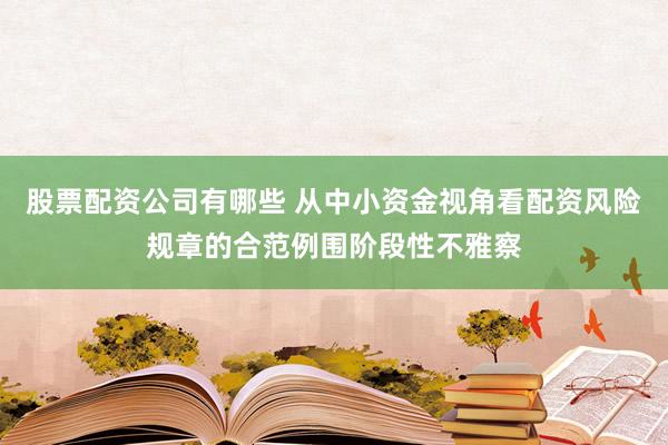 股票配资公司有哪些 从中小资金视角看配资风险规章的合范例围阶段性不雅察