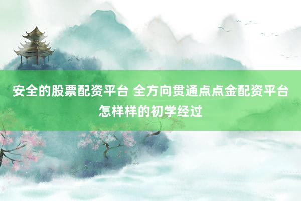 安全的股票配资平台 全方向贯通点点金配资平台怎样样的初学经过