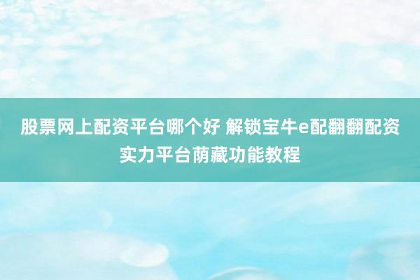 股票网上配资平台哪个好 解锁宝牛e配翻翻配资实力平台荫藏功能教程