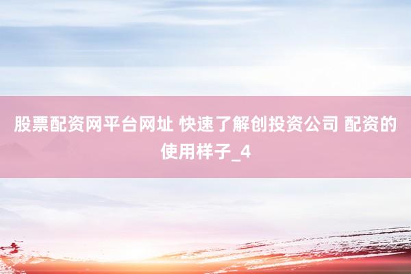 股票配资网平台网址 快速了解创投资公司 配资的使用样子_4