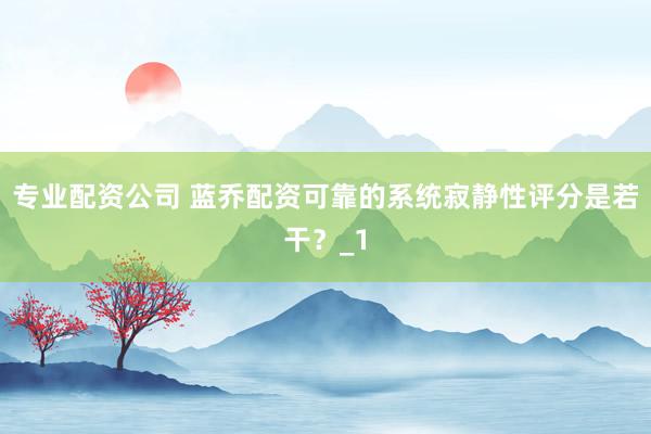专业配资公司 蓝乔配资可靠的系统寂静性评分是若干？_1